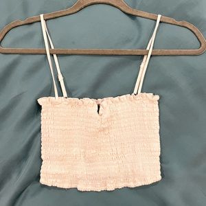 reformation white smocked crop top